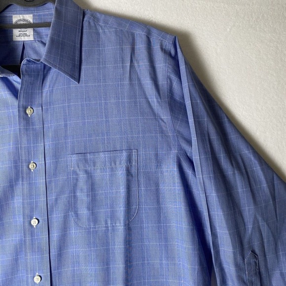 Brooks Brothers 1818 Mens Regent Fit Non Iron Dress Shirt Size 17 2/3 Blue EUC - Picture 4 of 16